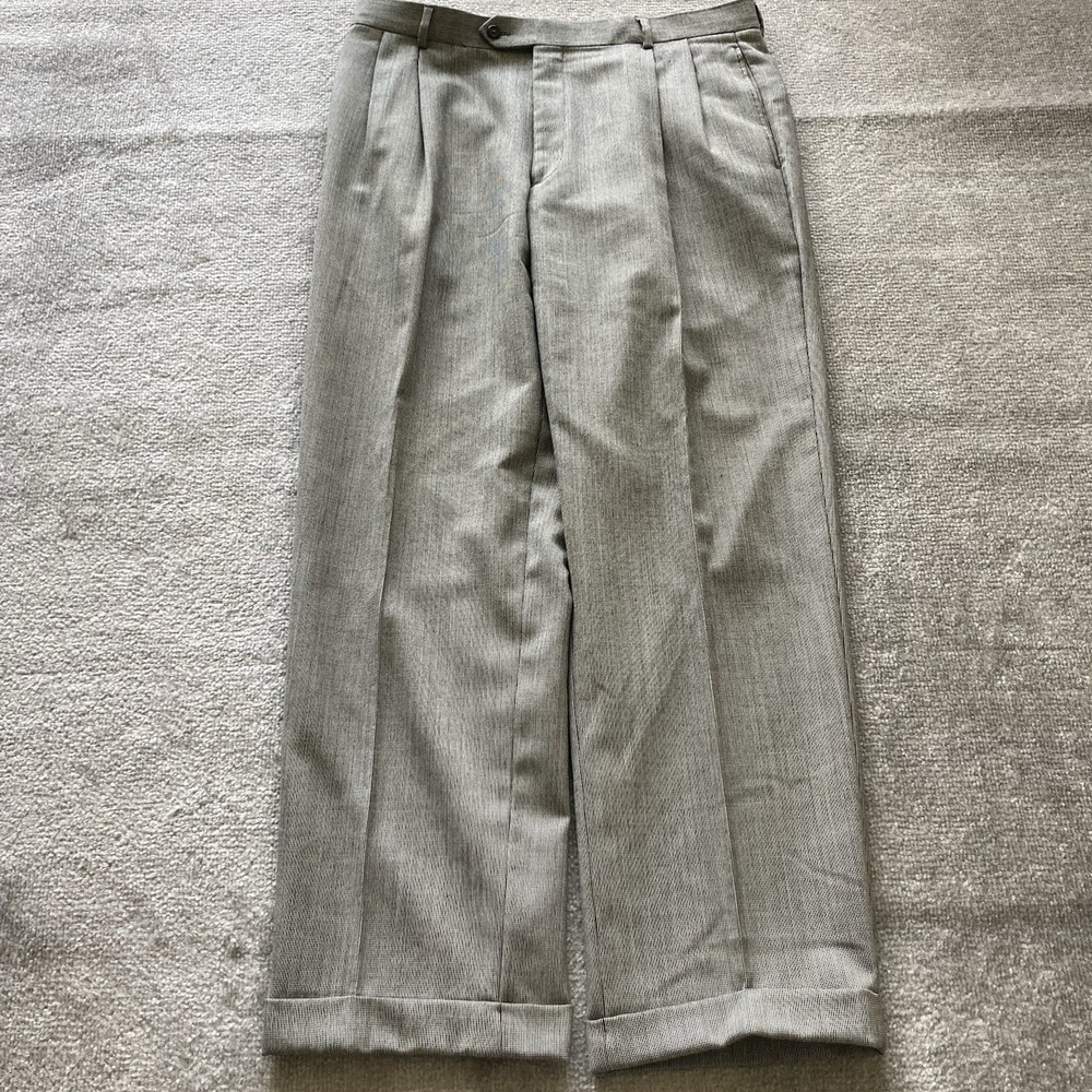 Jos A Bank Executive Dress Pants Mens 36x30‎ Gray Pleated No Tag Measured